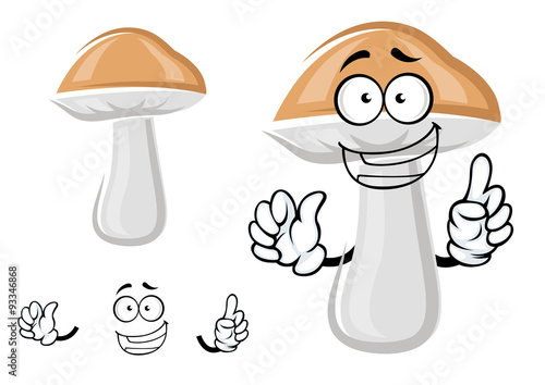 Cute cep mushroom with a happy smile
