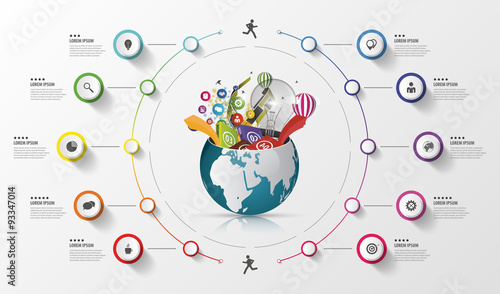 Modern infographics global template. Colorful concept. Vector illustration