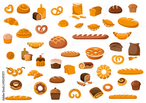 Obraz na plátně Bakery and pastry products icons