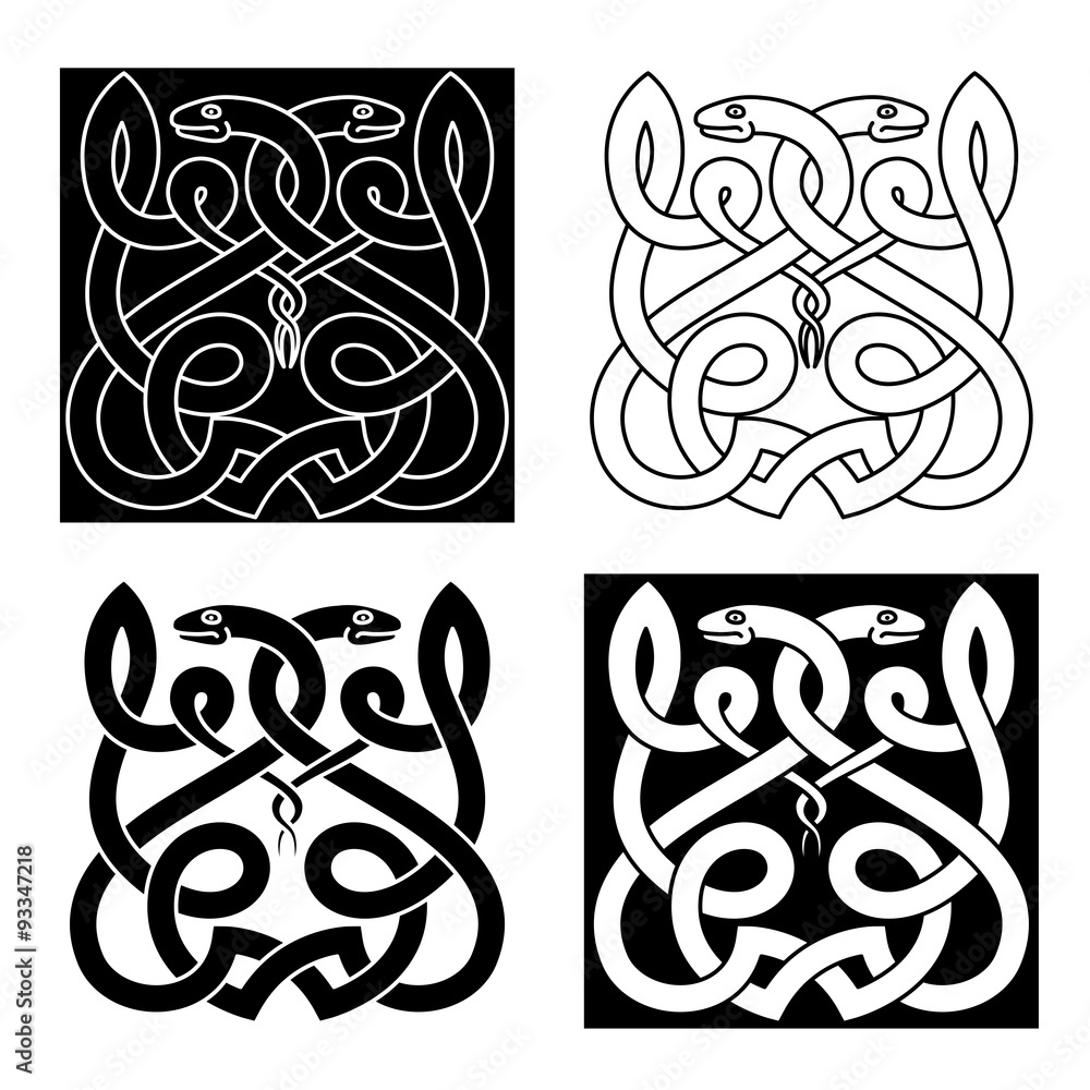 Fototapeta premium Celtic snakes ornament with tribal elements