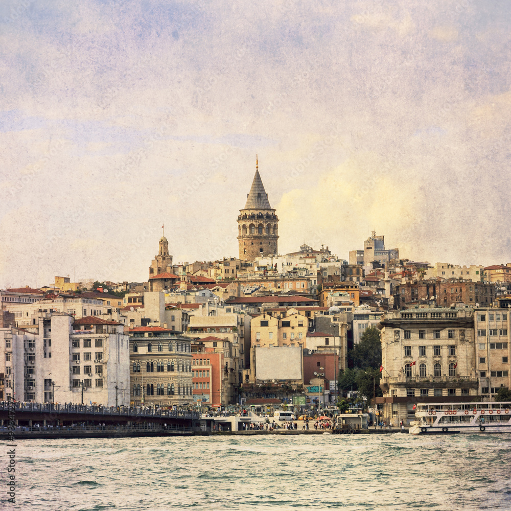 Galata Tower ,Istanbul,Turkey,Grunge.