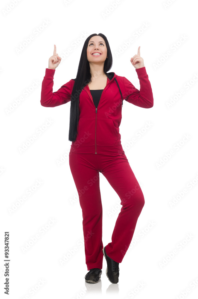 Woman doing exercises on white Woman doing exercises on white