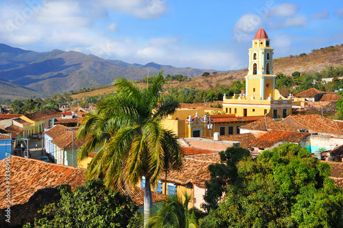 Trinidad backed by the Sierra Escambray mountains in Sancti Spiritus province, central Cuba