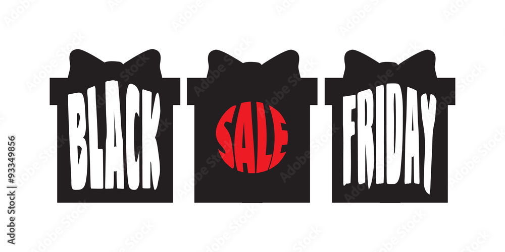 Obraz premium Vector icons Black Friday on gift box