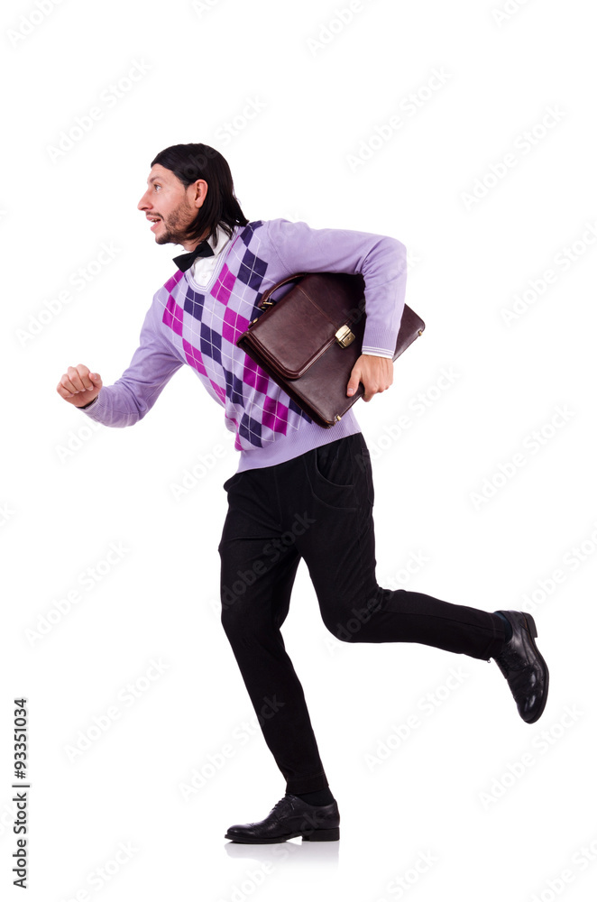 Employee with briefcase isolated on white Employee with briefcase isolated on white
