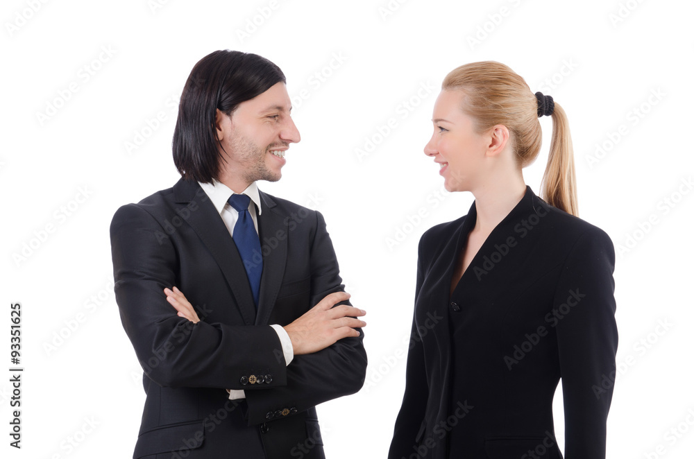 Businessman and businesswoman isolated on white Businessman and businesswoman isolated on white