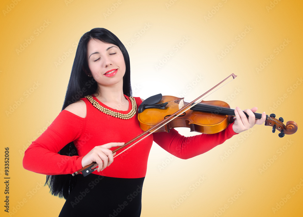 Young girl with violin on white Young girl with violin on white