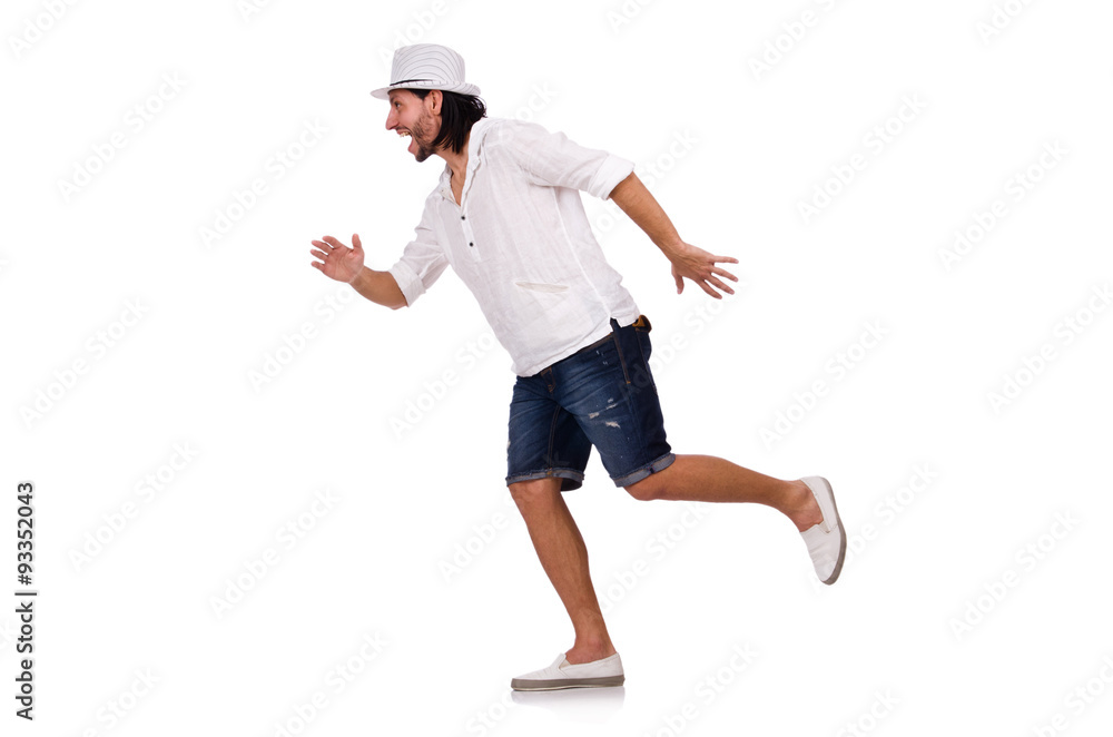 Young man in hat isolated on white Young man in hat isolated on white