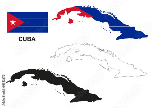 Cuba map vector, Cuba flag vector, isolated Cuba