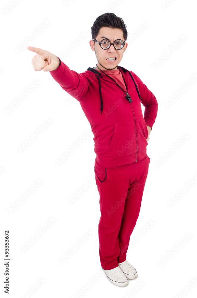 Funny sportsman isolated on white Funny sportsman isolated on white
