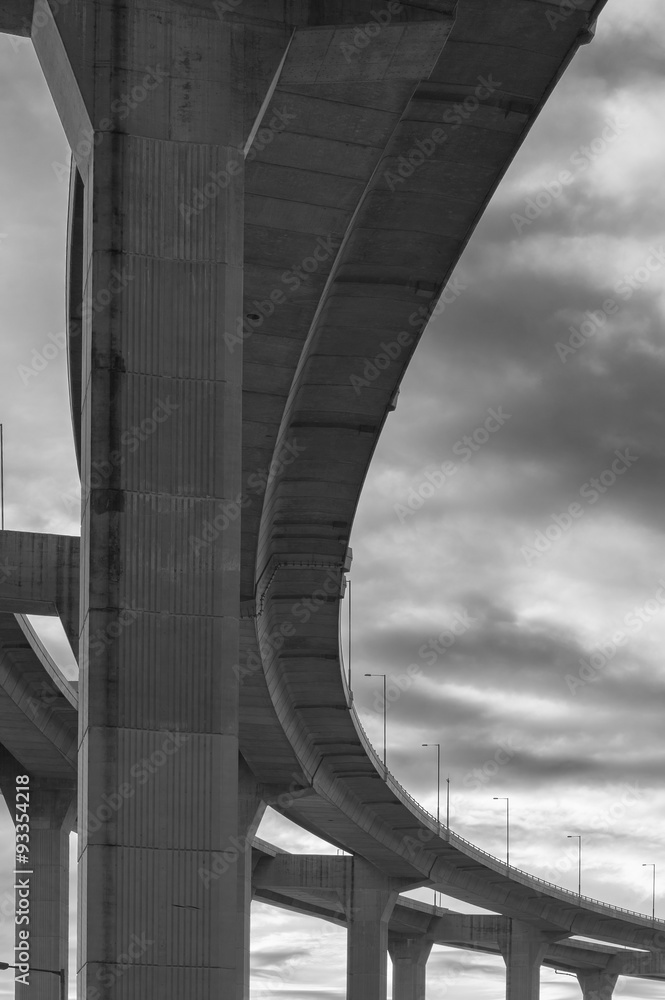 Underside of an elevated roads