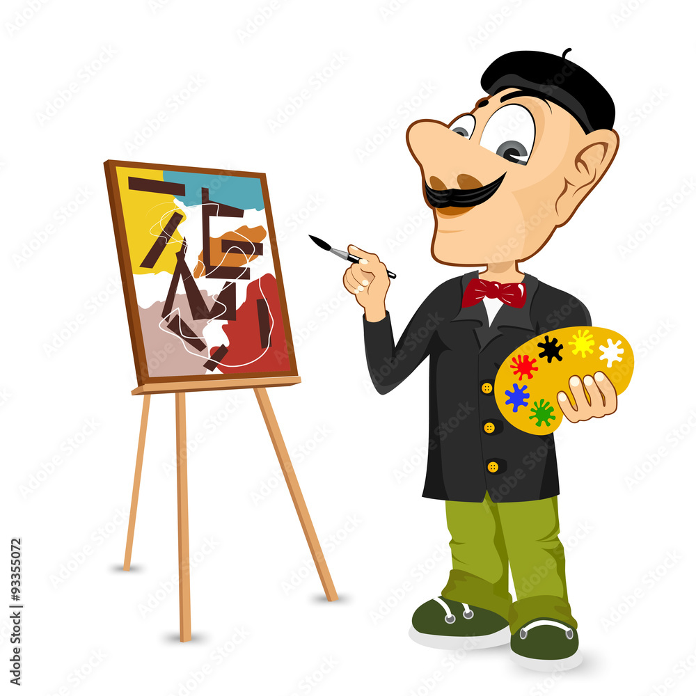 happy male painter artist with mustache
