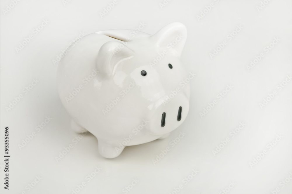 Piggy bank on white background