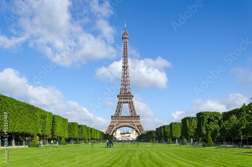Eiffel Tower with blue sky in Paris