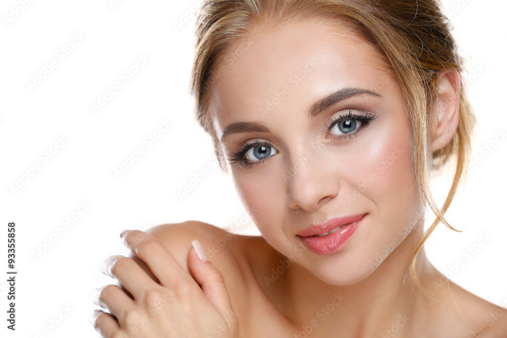 Portrait of beautiful woman on white background Portrait of beautiful woman on white background