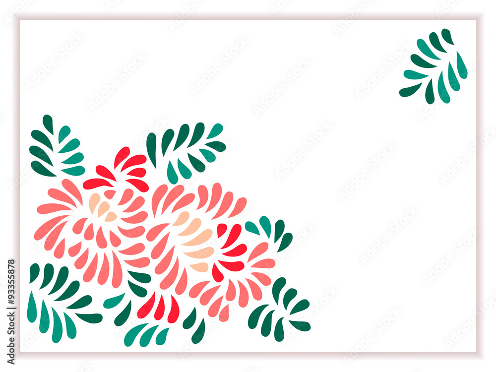 Pastel colored stylized flowers and leaves bouquet, vector