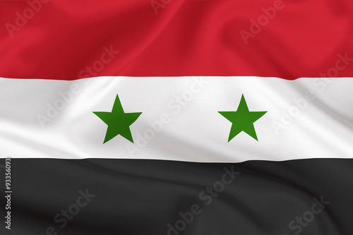 Obraz w ramie Syria flag on waving silk background