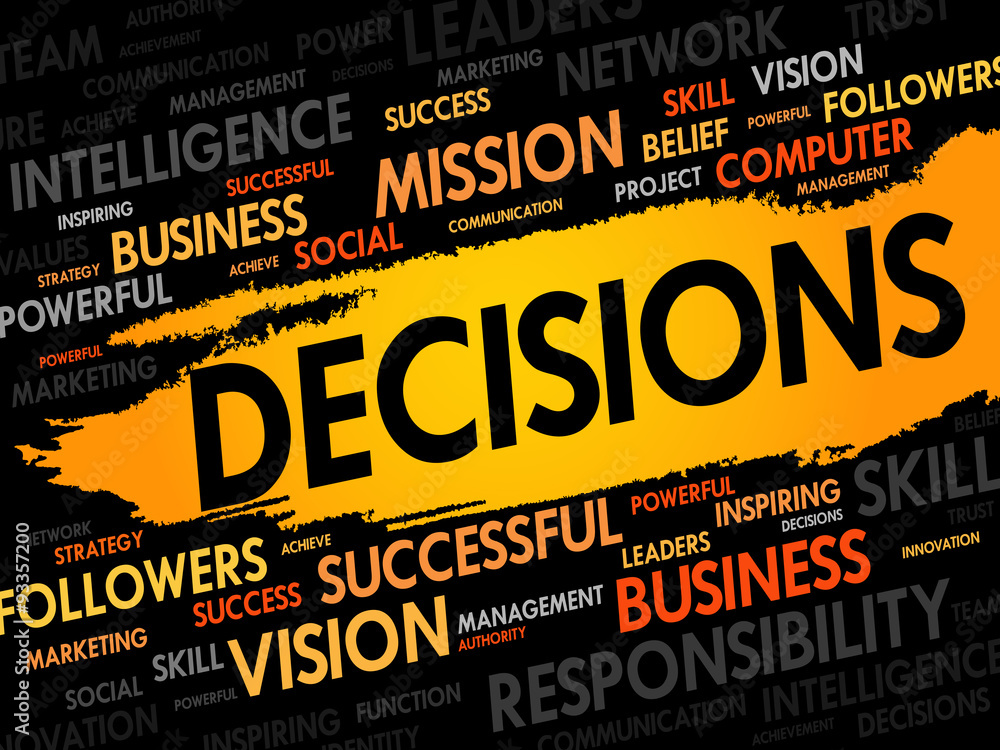 DECISIONS word cloud, business concept