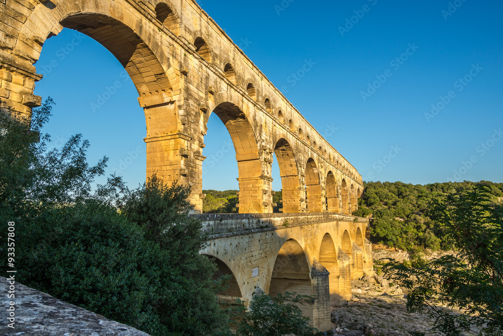 Aqueduct Pont du Gard over Gardon river