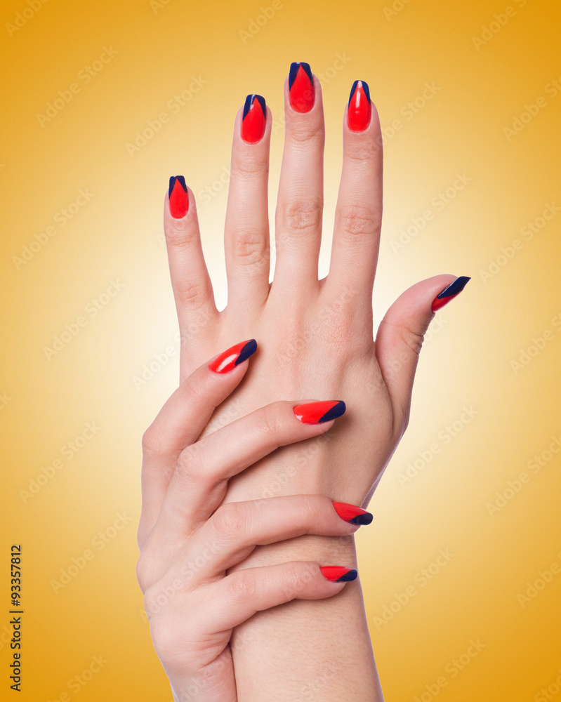 Nail art concept with hands on white Nail art concept with hands on white