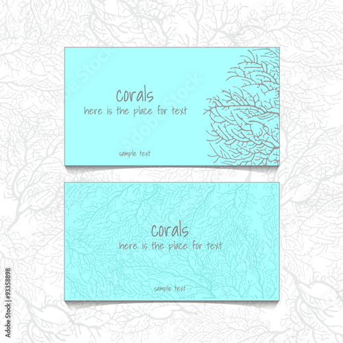 Coral blue design horizontal business card, name card 