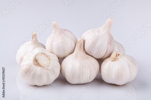 Fresh garlic on white background