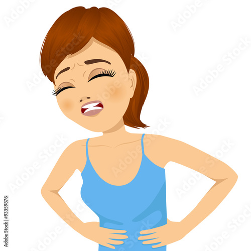girl touching her belly