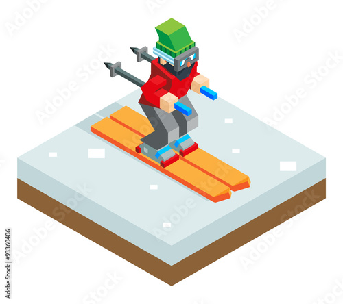 Ski resort holidays skier Isometric 3d Icon symbol snow