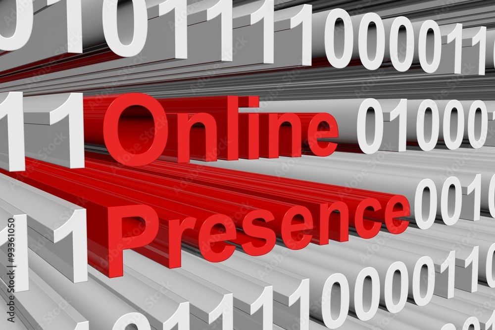 Online Presence is presented in the form of binary code