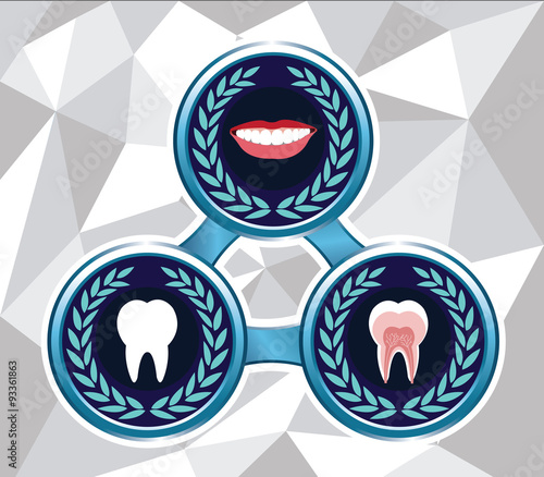 Dental icons set with polygon background