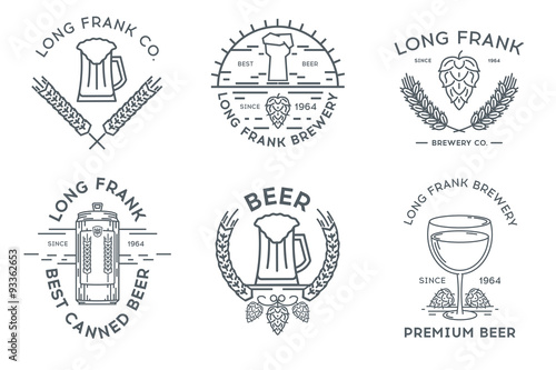 Line beer logo template. New. Stock vector.