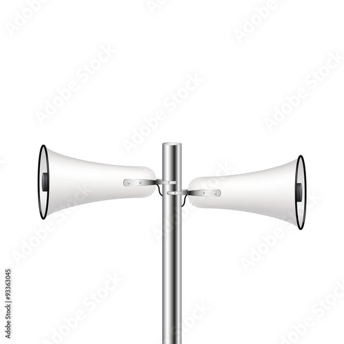 Old loudspeaker system in white design 