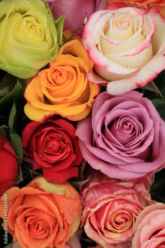 Multicolored wedding roses