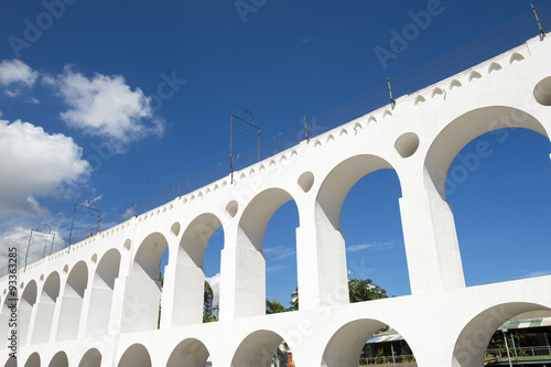 Landmark white arches of Arcos da Lapa in Centro of Rio de Janeiro Brazil