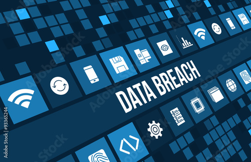 Data breach concept image with business icons and