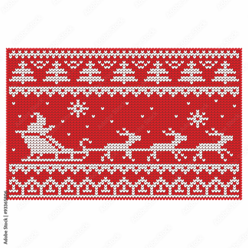 Knitted pattern. Christmas, deers, snow, hearts. Knitted pattern. Christmas, deers, snow, hearts.