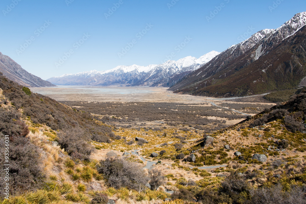 Tasman River valley. Mt Cook National Prk, New Zealand
