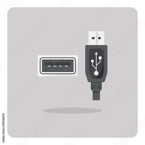 Vector of flat icon, USB Type-A connector on isolated background