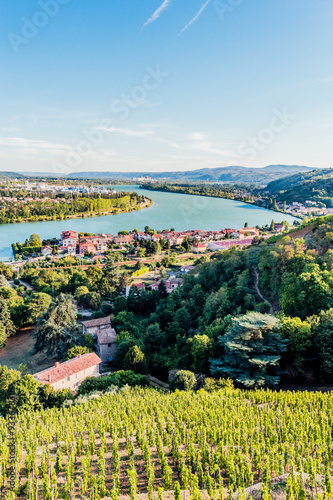 Canvastavla La vallée du Rhône vu des hauteurs de Condrieu