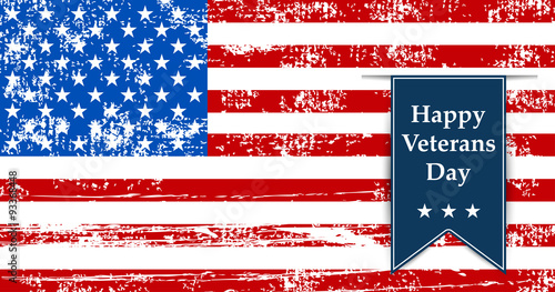 Flag America illustration to the day veterans retro