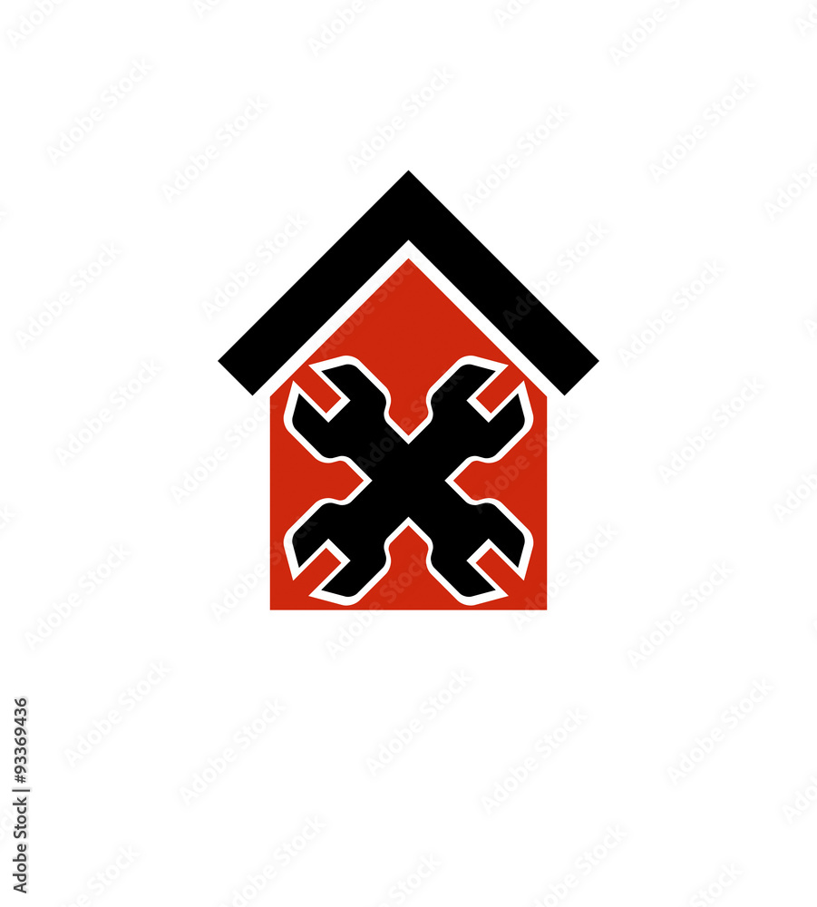 Obraz premium Two spanners crossed, manufacturing theme, workshop vector symbol
