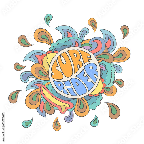 Surfer typography, t-shirt graphics, vector