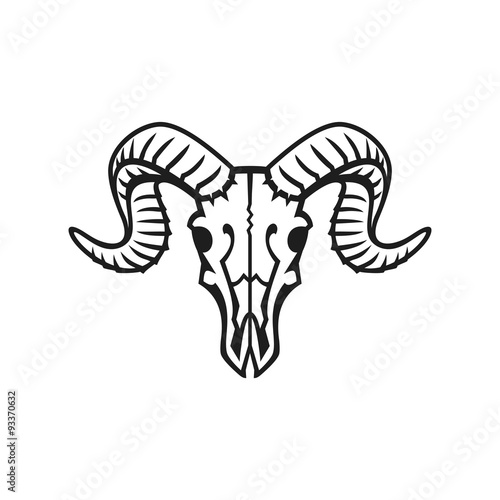 Ram skull logo or icon black on white.