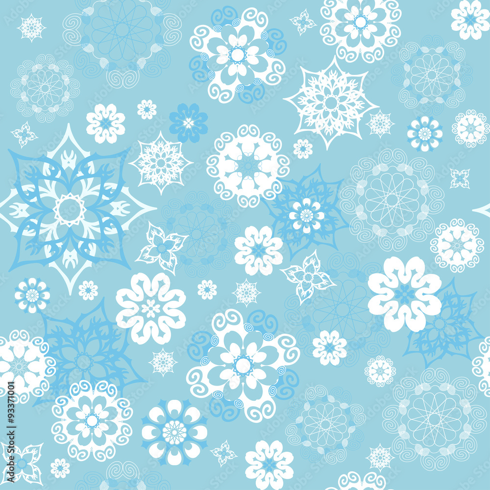Vector blue seamless background with snowflakes Vector blue seamless background with snowflakes