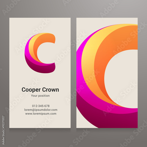 Modern letter C twisted Business card template