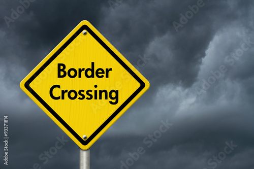 Border Crossing Road Sign