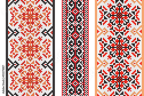Ukrainian folk art. Set of traditional embroidery patterns