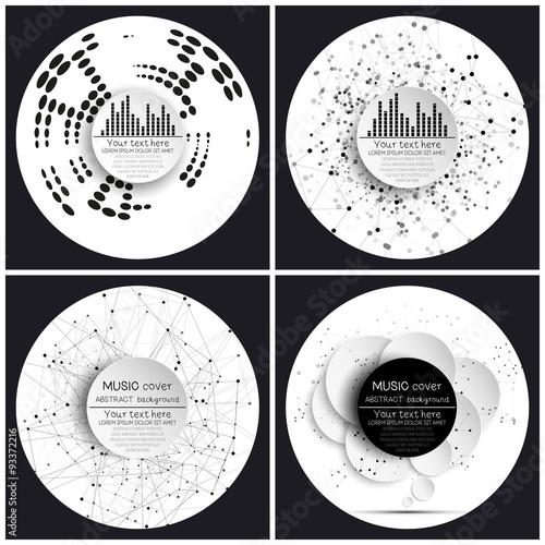 Set of 4 music album cover templates. Abstract vector