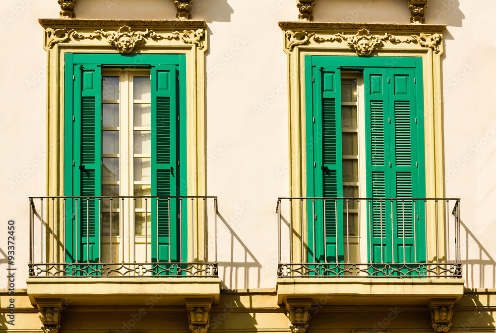 Obraz premium Classic andalusian balconies, Malaga, Spain