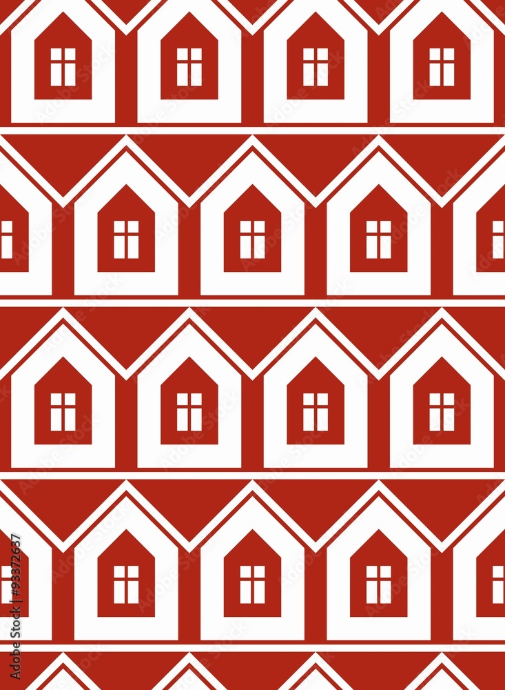 Simple houses continuous vector background. Property developer 